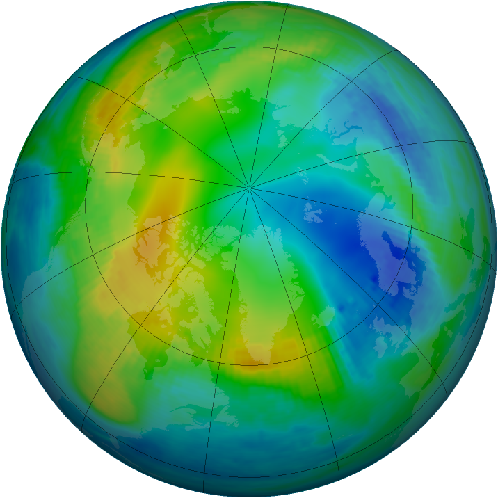 Arctic ozone map for 16 November 1989
